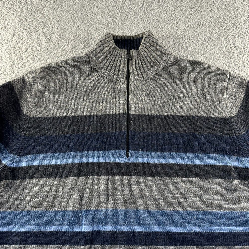 NEW Vintage Banana Republic Sweater Mens Extra Large Gray Blue Wool 1/4 Zip Mock